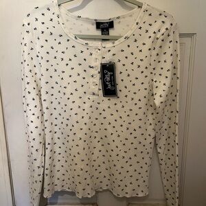 White Floral Long Sleeve - Slim Fit Size XL